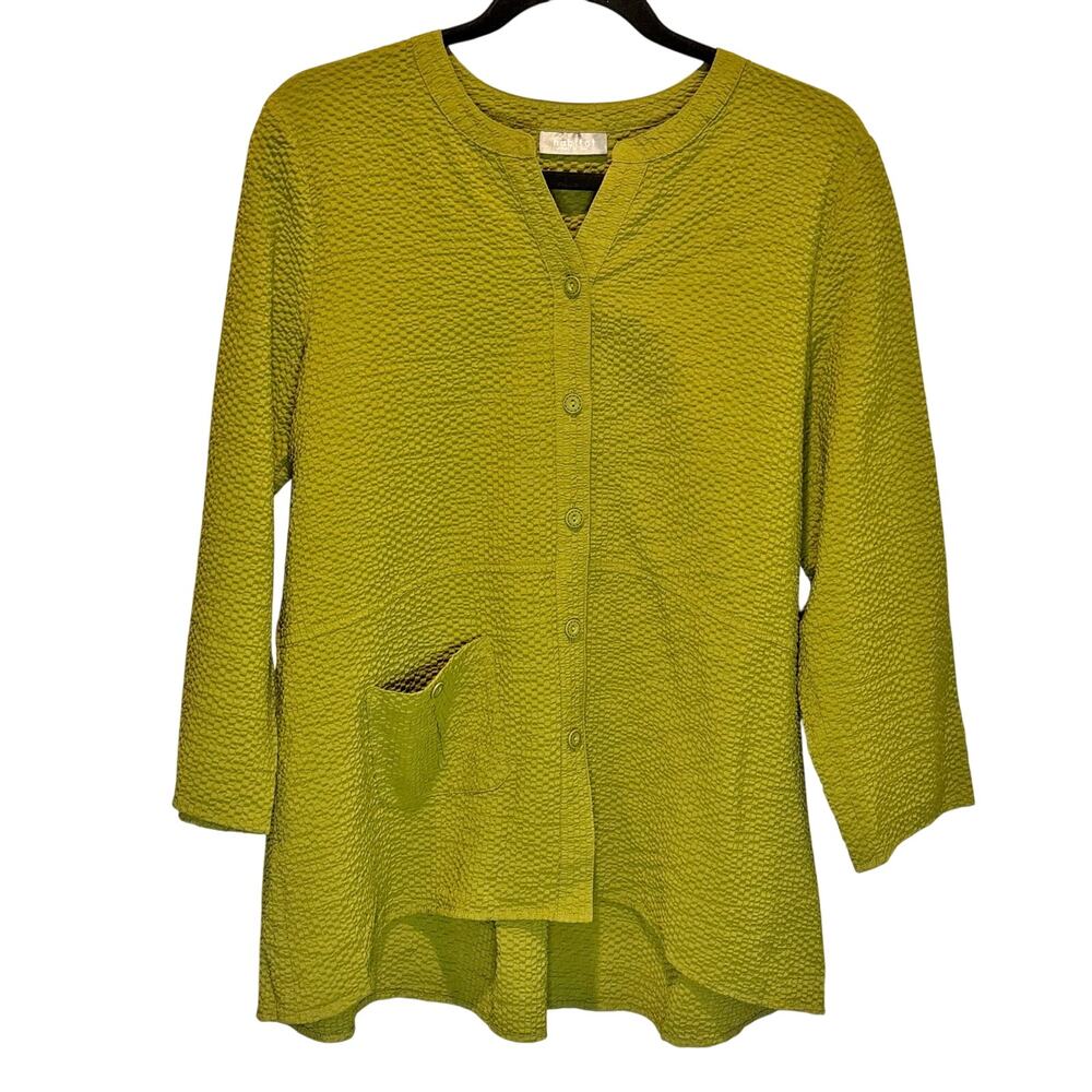 Habitat Green Button Front Long Length Tunic Top - size Small